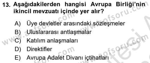 Karşılaştırmalı Siyasal Sistemler Dersi 2021 - 2022 Yılı (Final) Dönem Sonu Sınav Soruları 13. Soru