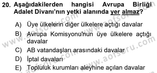 Karşılaştırmalı Siyasal Sistemler Dersi 2021 - 2022 Yılı (Final) Dönem Sonu Sınavı 20. Soru