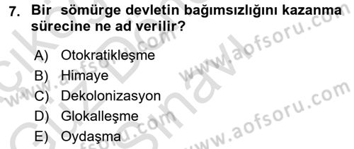 Karşılaştırmalı Siyasal Sistemler Dersi 2021 - 2022 Yılı (Final) Dönem Sonu Sınav Soruları 7. Soru