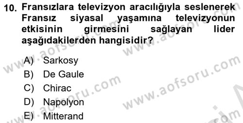 Karşılaştırmalı Siyasal Sistemler Dersi 2021 - 2022 Yılı Yaz Okulu Sınav Soruları 10. Soru