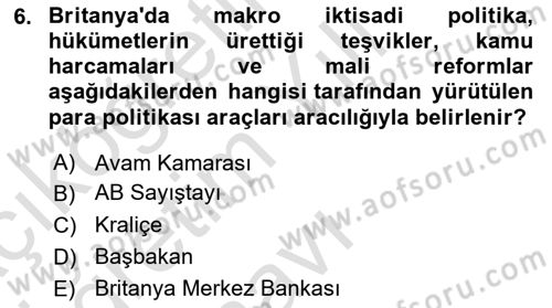 Karşılaştırmalı Siyasal Sistemler Dersi 2021 - 2022 Yılı Yaz Okulu Sınav Soruları 6. Soru