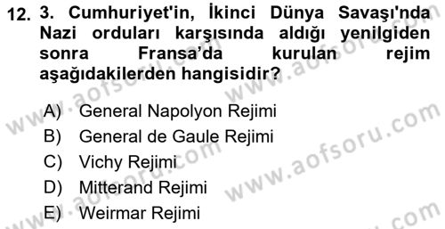 Karşılaştırmalı Siyasal Sistemler Dersi 2022 - 2023 Yılı (Vize) Ara Sınav Soruları 12. Soru