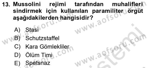 Karşılaştırmalı Siyasal Sistemler Dersi 2022 - 2023 Yılı (Final) Dönem Sonu Sınav Soruları 13. Soru