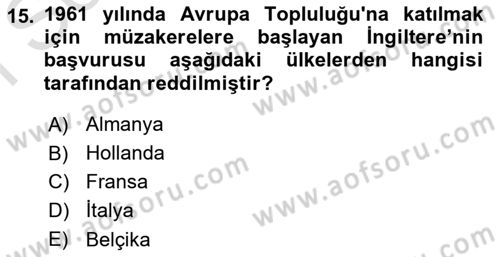 Karşılaştırmalı Siyasal Sistemler Dersi 2022 - 2023 Yılı (Final) Dönem Sonu Sınavı 15. Soru