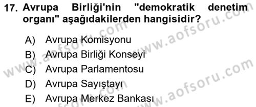 Karşılaştırmalı Siyasal Sistemler Dersi 2022 - 2023 Yılı (Final) Dönem Sonu Sınav Soruları 17. Soru