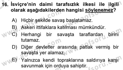 Karşılaştırmalı Siyasal Sistemler Dersi 2022 - 2023 Yılı Yaz Okulu Sınav Soruları 16. Soru