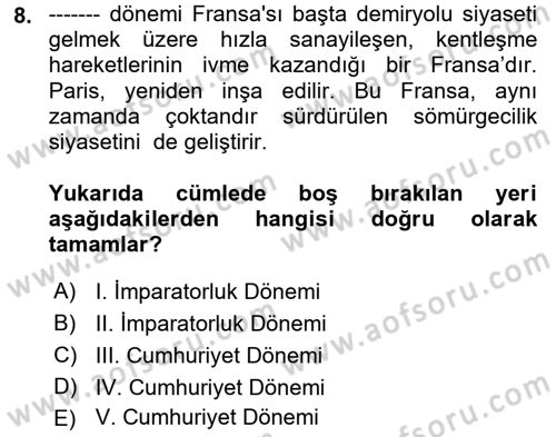 Karşılaştırmalı Siyasal Sistemler Dersi 2022 - 2023 Yılı Yaz Okulu Sınav Soruları 8. Soru