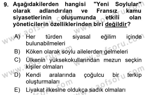 Karşılaştırmalı Siyasal Sistemler Dersi 2022 - 2023 Yılı Yaz Okulu Sınav Soruları 9. Soru