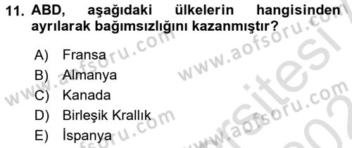 Karşılaştırmalı Siyasal Sistemler Dersi 2023 - 2024 Yılı (Vize) Ara Sınavı 11. Soru