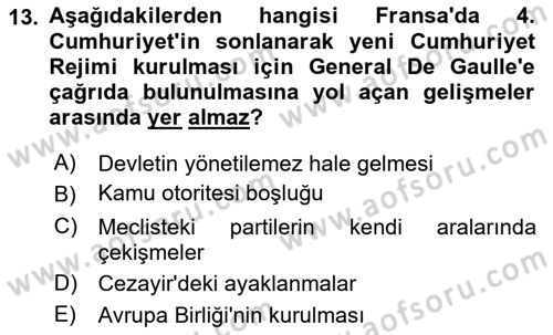 Karşılaştırmalı Siyasal Sistemler Dersi 2023 - 2024 Yılı (Vize) Ara Sınav Soruları 13. Soru