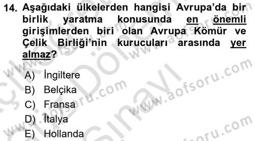 Karşılaştırmalı Siyasal Sistemler Dersi 2023 - 2024 Yılı (Final) Dönem Sonu Sınav Soruları 14. Soru