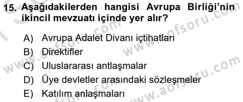 Karşılaştırmalı Siyasal Sistemler Dersi 2023 - 2024 Yılı (Final) Dönem Sonu Sınav Soruları 15. Soru