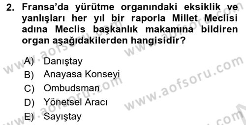 Karşılaştırmalı Siyasal Sistemler Dersi 2023 - 2024 Yılı (Final) Dönem Sonu Sınav Soruları 2. Soru