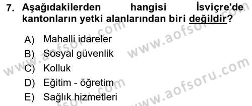 Karşılaştırmalı Siyasal Sistemler Dersi 2023 - 2024 Yılı (Final) Dönem Sonu Sınav Soruları 7. Soru