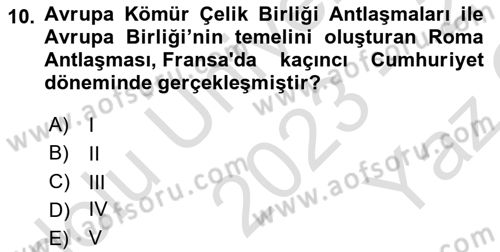 Karşılaştırmalı Siyasal Sistemler Dersi 2023 - 2024 Yılı Yaz Okulu Sınav Soruları 10. Soru