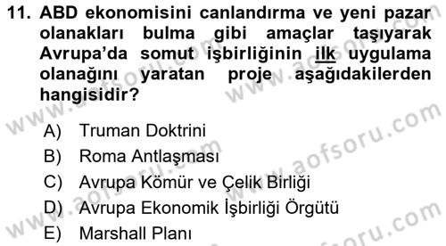 Karşılaştırmalı Siyasal Sistemler Dersi 2023 - 2024 Yılı Yaz Okulu Sınav Soruları 11. Soru