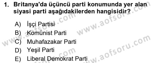 Karşılaştırmalı Siyasal Sistemler Dersi 2024 - 2025 Yılı (Vize) Ara Sınav Soruları 1. Soru