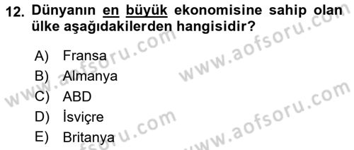 Karşılaştırmalı Siyasal Sistemler Dersi 2024 - 2025 Yılı (Vize) Ara Sınav Soruları 12. Soru