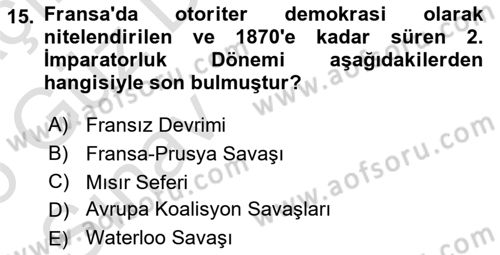 Karşılaştırmalı Siyasal Sistemler Dersi 2024 - 2025 Yılı (Vize) Ara Sınav Soruları 15. Soru