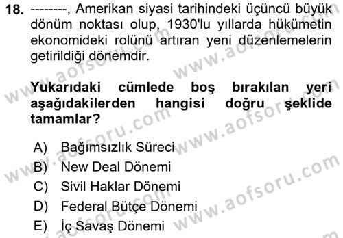 Karşılaştırmalı Siyasal Sistemler Dersi 2024 - 2025 Yılı (Vize) Ara Sınav Soruları 18. Soru