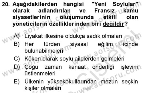 Karşılaştırmalı Siyasal Sistemler Dersi 2024 - 2025 Yılı (Vize) Ara Sınav Soruları 20. Soru