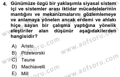 Karşılaştırmalı Siyasal Sistemler Dersi 2024 - 2025 Yılı (Vize) Ara Sınav Soruları 4. Soru