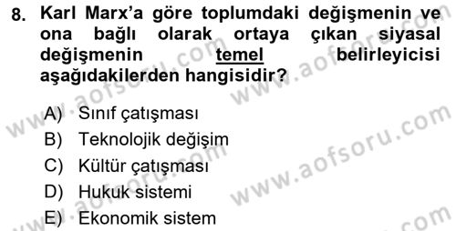 Karşılaştırmalı Siyasal Sistemler Dersi 2024 - 2025 Yılı (Vize) Ara Sınav Soruları 8. Soru