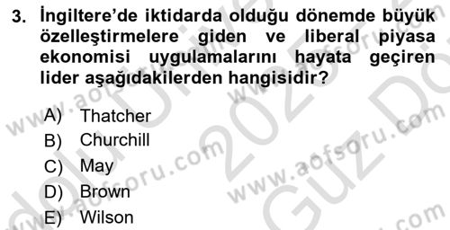 Karşılaştırmalı Siyasal Sistemler Dersi 2025 - 2026 Yılı (Vize) Ara Sınav Soruları 3. Soru