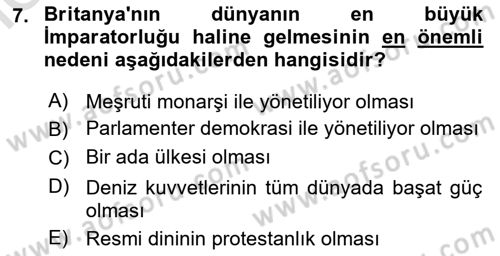 Karşılaştırmalı Siyasal Sistemler Dersi 2025 - 2026 Yılı (Vize) Ara Sınav Soruları 7. Soru