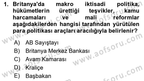 Karşılaştırmalı Siyasal Sistemler Dersi 2025 - 2026 Yılı (Final) Dönem Sonu Sınav Soruları 1. Soru