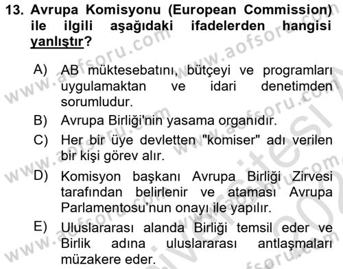 Karşılaştırmalı Siyasal Sistemler Dersi 2025 - 2026 Yılı (Final) Dönem Sonu Sınav Soruları 13. Soru