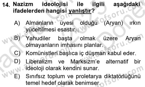 Karşılaştırmalı Siyasal Sistemler Dersi 2025 - 2026 Yılı (Final) Dönem Sonu Sınav Soruları 14. Soru