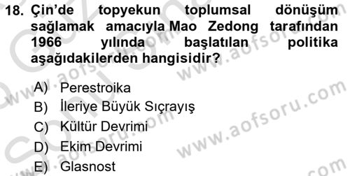Karşılaştırmalı Siyasal Sistemler Dersi 2025 - 2026 Yılı (Final) Dönem Sonu Sınav Soruları 18. Soru