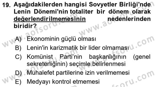 Karşılaştırmalı Siyasal Sistemler Dersi 2025 - 2026 Yılı (Final) Dönem Sonu Sınav Soruları 19. Soru