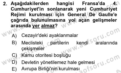 Karşılaştırmalı Siyasal Sistemler Dersi 2025 - 2026 Yılı (Final) Dönem Sonu Sınav Soruları 2. Soru