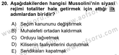 Karşılaştırmalı Siyasal Sistemler Dersi 2025 - 2026 Yılı (Final) Dönem Sonu Sınav Soruları 20. Soru