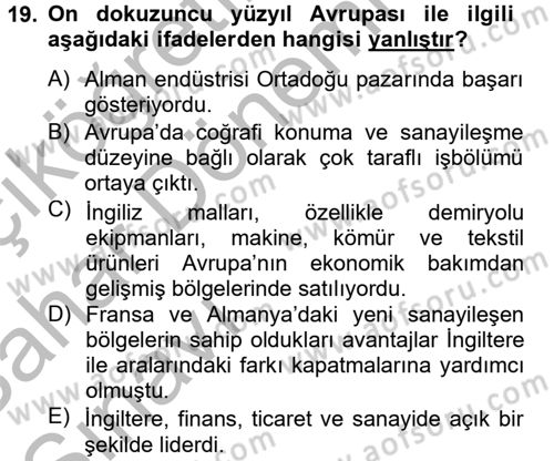 Uluslararası Ekonomi Politik Dersi 2012 - 2013 Yılı (Vize) Ara Sınavı 19. Soru