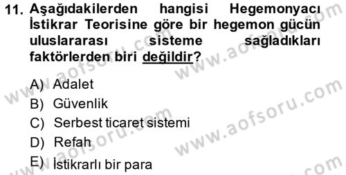 Uluslararası Ekonomi Politik Dersi 2014 - 2015 Yılı (Vize) Ara Sınavı 11. Soru