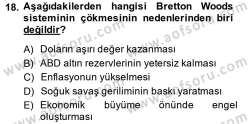 Uluslararası Ekonomi Politik Dersi 2014 - 2015 Yılı (Vize) Ara Sınavı 18. Soru