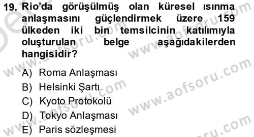 Uluslararası Ekonomi Politik Dersi 2014 - 2015 Yılı Tek Ders Sınavı 19. Soru