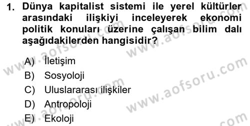 Uluslararası Ekonomi Politik Dersi 2015 - 2016 Yılı (Final) Dönem Sonu Sınavı 1. Soru