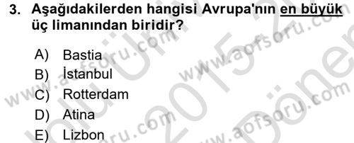 Uluslararası Ekonomi Politik Dersi 2015 - 2016 Yılı (Final) Dönem Sonu Sınavı 3. Soru