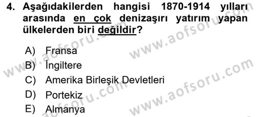 Uluslararası Ekonomi Politik Dersi 2015 - 2016 Yılı (Final) Dönem Sonu Sınavı 4. Soru