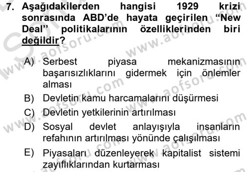 Uluslararası Ekonomi Politik Dersi 2015 - 2016 Yılı (Final) Dönem Sonu Sınavı 7. Soru