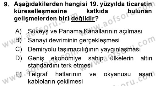 Uluslararası Ekonomi Politik Dersi 2015 - 2016 Yılı (Final) Dönem Sonu Sınavı 9. Soru