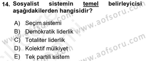 Uluslararası Ekonomi Politik Dersi 2015 - 2016 Yılı Tek Ders Sınavı 14. Soru