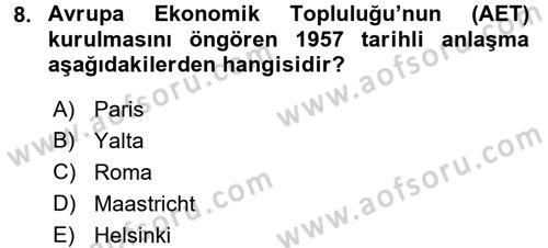 Uluslararası Ekonomi Politik Dersi 2015 - 2016 Yılı Tek Ders Sınavı 8. Soru