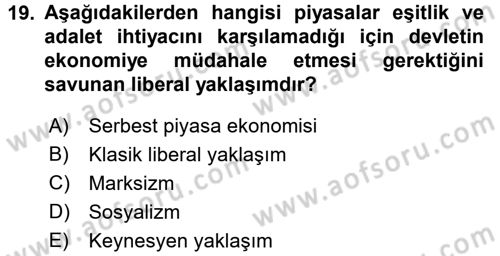 Uluslararası Ekonomi Politik Dersi 2016 - 2017 Yılı (Vize) Ara Sınavı 19. Soru