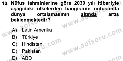 Uluslararası Ekonomi Politik Dersi 2017 - 2018 Yılı 3 Ders Sınavı 10. Soru