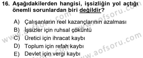 Uluslararası Ekonomi Politik Dersi 2017 - 2018 Yılı (Vize) Ara Sınavı 16. Soru